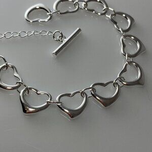 Silver Heart Link Necklace